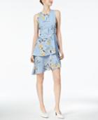 Bar Iii Printed Asymmetrical Ruffle Dress, Created For Macy's