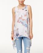 Vince Camuto Sleeveless Printed Handkerchief-hem Blouse