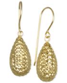 Textured Teardrop Puff Drop Earrings In 10k Gold