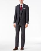Calvin Klein Men's Slim-fit Black And Charcoal Neat Vested Suit