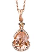 Le Vian Peach Morganite (1-1/5 Ct. T.w.) And Diamond (1/5 Ct. T.w.) Pendant Necklace In 14k Rose Gold, Only At Macy's