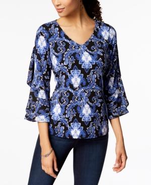 Charter Club Printed Ruffled Top, Created For Macy's