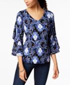 Charter Club Printed Ruffled Top, Created For Macy's