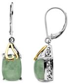 14k Gold And Sterling Silver Earrings, Jade Rectangle Drops (6 Ct. T.w.)