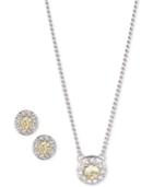 Givenchy Silver-tone Crystal And Stone 19 Pendant Necklace & Stud Earrings