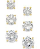 Giani Bernini Cubic Zirconia Stud Earring Set In 18k Gold Over Sterling Silver Or Sterling Silver, Created For Macy's