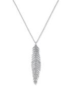 Inc International Concepts Silver-tone Long Pave Feather Pendant Necklace, Created For Macy's