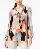 Alfani Grommet-laced Peasant Blouse, Only At Macy's