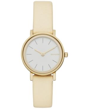 Skagen Women's Hald Light Yellow Leather Strap Watch 26mm Skw2444
