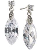 Carolee Silver-tone Marquise Crystal Drop Earrings