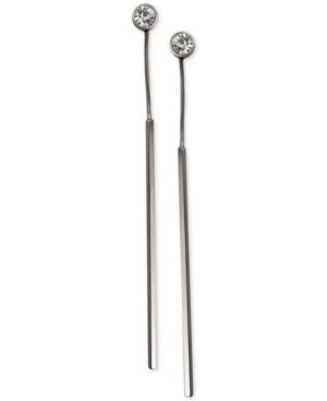 Guess Crystal Bezel Long Bar Drop Earrings