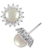 Majorica Sterling Silver Cubic Zirconia & Imitation Pearl Stud Earrings