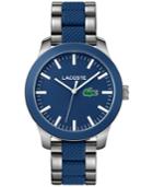 Lacoste Men's L.12.12 Stainless Steel And Blue Silicone Bracelet Watch 43mm 2010891