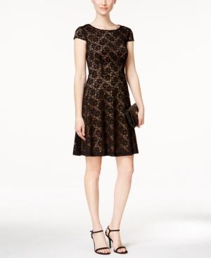 Connected Lace Cap-sleeve Fit & Flare Dress