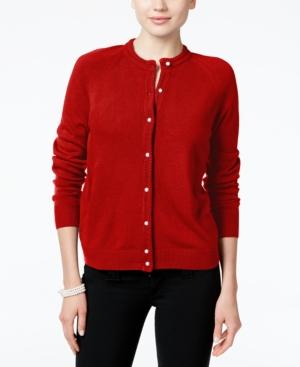 Karen Scott Petite Luxsoft Crew-neck Cardigan, Only At Macy's