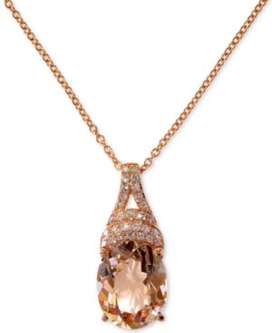 Effy Morganite (2-1/2 Ct. T.w.) & Diamond (1/10 Ct. T.w.) 18 Pendant Necklace In 14k Rose Gold