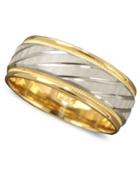 Men's 14k Gold And 14k White Gold Ring, Spiral Dome Band (size 6-13)
