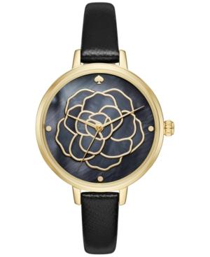 Kate Spade New York Women's Metro Black Leather Strap Watch 34mm Ksw1182