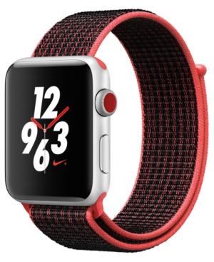 Apple Watch Nike+ (gps + Cellular), 42mm Silver Aluminum Case With Bright Crimson/black Nike Sport Loop
