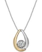 Sirena Diamond Two-tone Pendant Necklace (1/5 Ct. T.w.) In 14k Gold