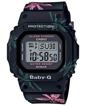 Baby-g Women's Digital Black Floral Resin Strap Watch 40mm