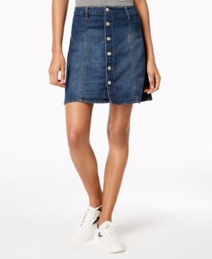 Tinseltown Juniors' Button-front Denim Skirt