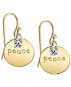 2028 14k Gold-plated Crystal-accent Peace Drop Earrings