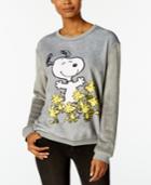 Hybrid Juniors' Peanuts Snoopy Woodstock Graphic Fuzzy Sweatshirt