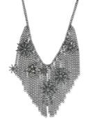Inc International Concepts Hematite-tone Crystal Starburst Fringe Statement Necklace, Created For Macy's