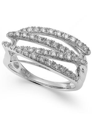 Diamond Crossover Ring In 14k White Gold (1/2 Ct. T.w.)