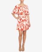 Cece Poppy-print Capelet Dress