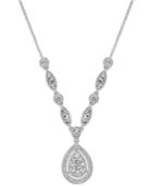 Danori Silver-tone Teardrop Crystal Pendant Necklace