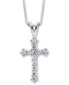 Diamond Necklace, 14k White Gold Diamond Cross Pendant (1/10 Ct. T.w.)