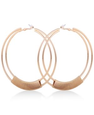 Guess Gold-tone Wire-wrapped Double-row Hoop Earrings