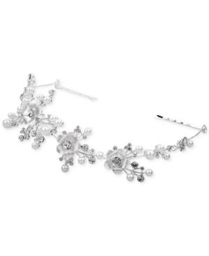 Say Yes To The Prom Silver-tone Crystal & Imitation Pearl Flower Hair Piece