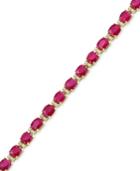 Amore By Effy Certified Ruby (12 Ct. T.w.) And Diamond (1/4 Ct. T.w.) Tennis Bracelet In 14k Gold, Created For Macy's