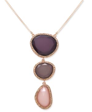 Inc International Concepts Rose Gold-tone Large Stone Pendant Necklace, Created For Macy's