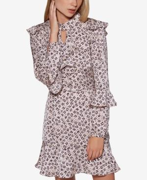 Avec Les Filles Leopard-print Ruffled Fit & Flare Dress