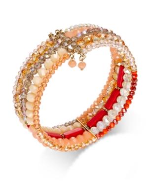 Inc International Concepts Gold-tone Orange Beaded Multi-row Bracelet, Only At Macy's