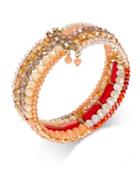 Inc International Concepts Gold-tone Orange Beaded Multi-row Bracelet, Only At Macy's