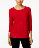 Jm Collection Sequined Jacquard Top, Only At Macy's