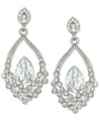 Jewel Badgley Mischka Silver-tone Crystal Open Drop Earrings