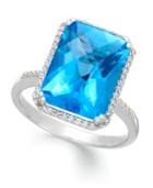 Blue Topaz (5 Ct. T.w.) And Diamond (1/5 Ct. T.w.) Ring In 14k White Gold