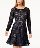 Sequin Hearts Juniors' Glitter Lace Fit & Flare Dress