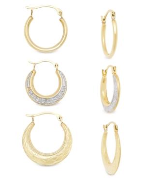 3-pc. Set Small Hoop Earrings In 10k Gold