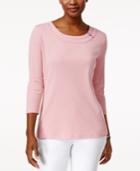Karen Scott Petite Hardware-trim Top, Created For Macy's