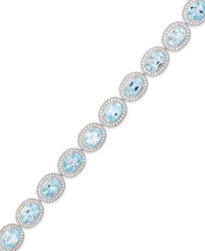 Sterling Silver Blue Topaz (17 Ct. T.w.) And Diamond Accent Bracelet