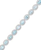 Sterling Silver Blue Topaz (17 Ct. T.w.) And Diamond Accent Bracelet