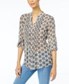 Style & Co Printed Back-tie Shirt, Created For Macy's