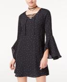 The Edit By Seventeen Juniors' Star-printed Lace-up Chiffon Dress